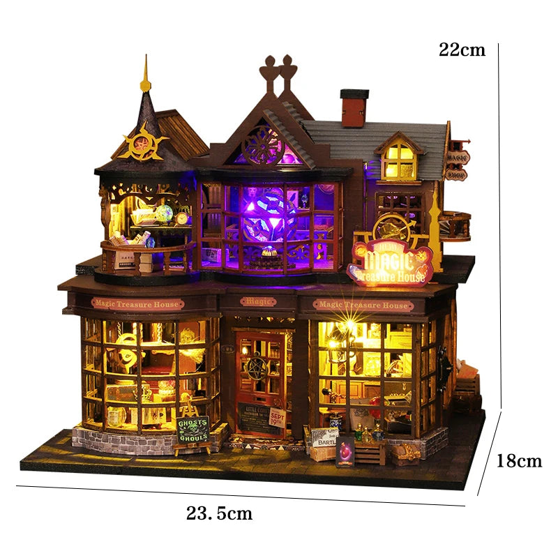 Maison Miniature Kit Bois Meublée Lumineuse