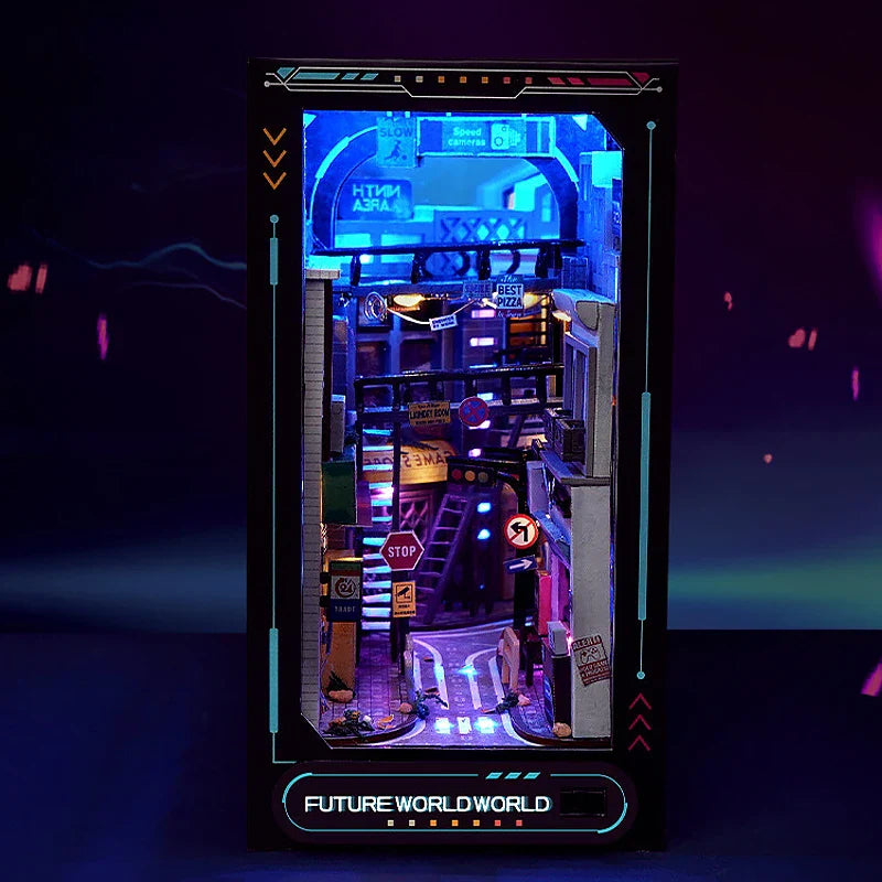 Maison Miniature Étagère Puzzle Bois LED