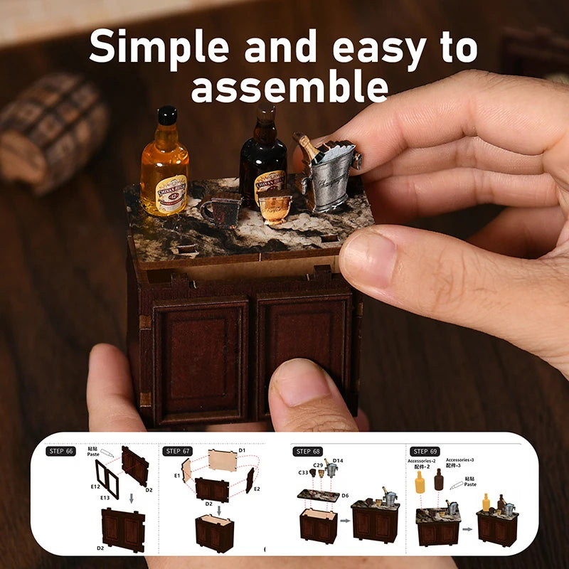 Maison Miniature Bois Lumineuse Meublée DIY