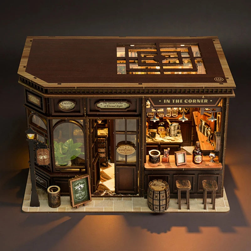 Maison Miniature Kit Bois Meublée Éclairée