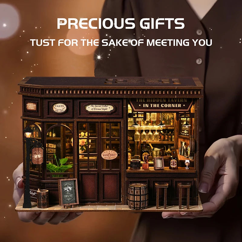 Maison Miniature Kit Bois Meublée Lumineuse