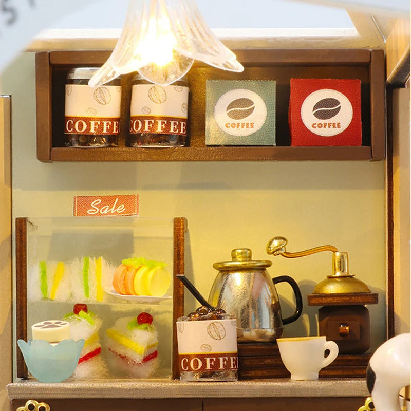 Maison Miniature Café Chats DIY Meublée