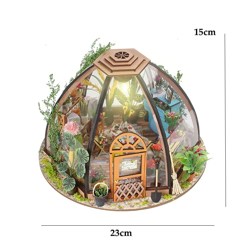 Maison Miniature DIY Jardin Book Nook LED