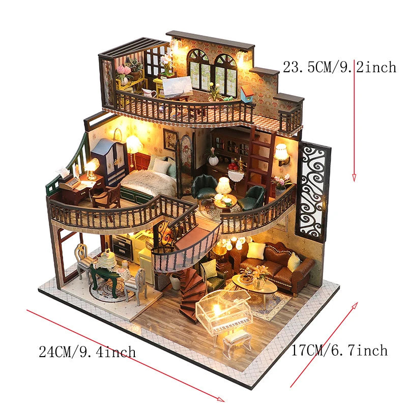 Maison Miniature Bois Puzzle 3D Meublée