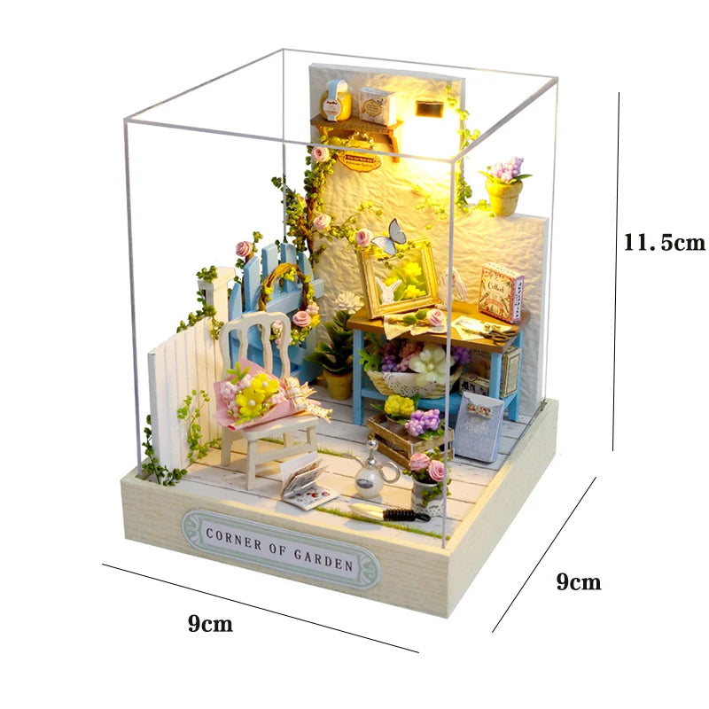 Maison Miniature Book Nook Jardin DIY LED